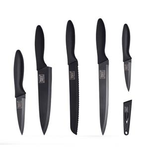 Homiez Messer-Set (Set, 5-tlg), 5-teiliges Messerset ColourCut mit Klingenschutz in schwarz schwarz