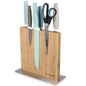 Navaris Magnet-Messerblock, Messerhalter doppelseitig magnetisch aus Bambus - Messerbrett Magnethalter beidseitig - Messer Halterung Holz unbestückt