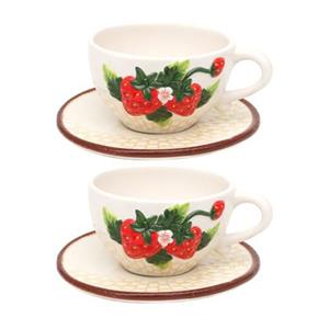 Neuetischkultur Tassen-Set 2-teilig, Keramik Erdbeere bunt
