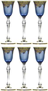 Casa Padrino Likörbecher »Luxus Barock Likörglas 6er Set Blau / Gold Ø 6,5 x H. 18,5 cm - Handgefertigte und handbemalte Likörgläser - Hotel & Restaurant Accessoires -