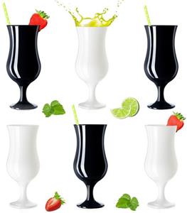 PLATINUX Cocktailglas »Schwarze & Weiße Cocktailgläser«, Glas, 400ml (max. 470ml) Set 6-Teilig Longdrinkgläser Partygläser Milkshake