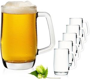 PLATINUX Bierglas »Bierseidel«, Glas, mit Henkel Set 6-Teilig 300ml (max. 375ml) Bierkrug Bierkrüge Biergläser