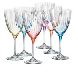 Crystalex Rotweinglas »Kate Optic Rotweingläser 400 ml 6er Set«, mehrfarbig, Kristallglas, besondere Glanz