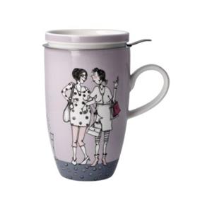 Goebel Teetasse mit Deckel und Sieb Barbara Freundlieb - Ziemlich beste Freundinnen bunt