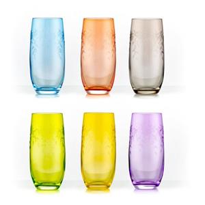 Crystalex Longdrinkglas »Floral Claudia Longdrinks 350 ml 6er Set«, Kristallglas, Mehrfarbig, Gravur