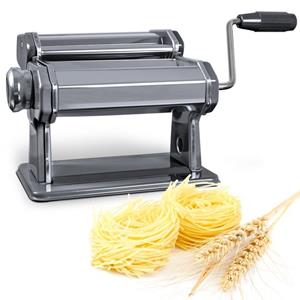 LOMOS Nudelmaschine manueller Pastamaker „Roma“ aus Edelstahl in silber
