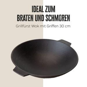 Grillfürst Wok » Gusseisen Wok mit 2 Griffen Ø 30 cm«