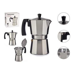Bigbuy Espressokocher Italienische Kaffeemaschine 3 Tassen Aluminium Espressokocher Mokka-Kanne