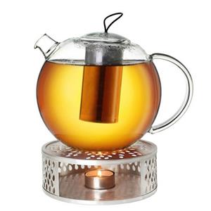 Creano Teekanne » Teekanne aus Glas 2,0l Jumbo + ein Stövchen«, 2 l, (Set, 1 Teekanne, 1 Stövchen, 1 Deckel), Mit Silikonschlaufe