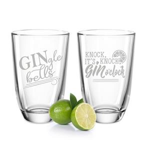 GRAVURZEILE Cocktailglas »2er Set Montana GIN-Gläser - GINgle bells &Knock Knock it´s Gin - Geschenk für Kollegen, gute Freunde & Familie - GIN-Glasses + GIN-Tonic - Pa