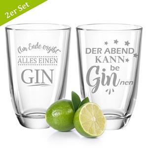GRAVURZEILE Cocktailglas » 2er Set Montana GIN-Gläser - Der Abend kann be beGINnen & Am Ende ergibt alles einen Gin - Geschenk für gute Freunde & Partner - GIN-Glasses + GIN