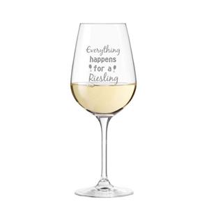 KS Laserdesign Weinglas »Leonardo Weißweinglas mit Gravur everything happens for a riesling - Geschenkidee für Frauen & Männer, beste Freunde & Freundin, Geburtstag, We