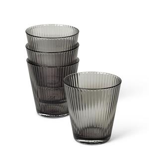 Rosendahl Glas »Grand Cru in Smoke, Tumbler für je 260 ml, Wasserglas / Saftglas aus mundgeblasenem Glas mit Rillen-Struktur, 4er Set«, Glas, Aus mundgeblasenem Glas