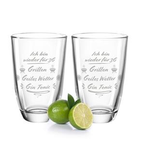 GRAVURZEILE Cocktailglas »Montana GIN-Gläser 2er Set - 3G Grillen Geiles Wetter Gin Tonic - lustiges Geschenk für Papa Kollegen Freunde Mädels & Familie - GIN Glasses - Party Gesc