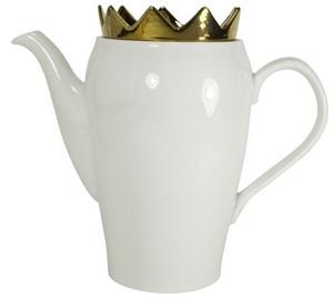 MEA LIVING Teekanne » Teekanne mit Krone 1000 ml weiß gold Kanne Kaffee Porzellan Tea Can«, (1x Teekanne)