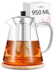 Cosumy Teekanne »Teekanne 950 ml mit Filter«, 0,95 l, (Set, Teekanne mit Siebeinsatz und Untersetzer), mit Siebeinsatz 950ml inkl. Untersetzer - Spülmaschinenfest - Hitzebeständi