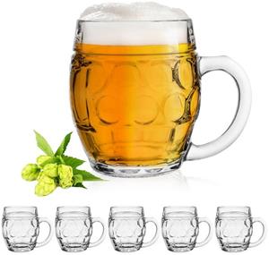 PLATINUX Bierglas »Biergläser mit Henkel«, Glas, 500ml (max.610ml) Set 6-Teilig Bierglas Bierkrug Maßkrug mit Ornament Muster