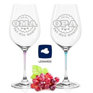 GRAVURZEILE Rotweinglas »Leonardo Weißweingläser Oma ist die Beste & Opa ist der Beste im Set - Geschenk für Oma & Opa - Großeltern«, Glas