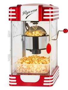 Stagecaptain Popcornmaschine PCM-300 Popcorn Maschine - Retro-Design - Kurze Aufheizzeit - Mit Dosierlöffeln - Problemlose Reinigung - Dekorative Innenbeleuchtung - Rot/Weiß