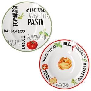 MamboCat Pizzateller »2er Set Pastateller mit Dekor 1x Grün & 1x Rot 26,5cm - 27020606«