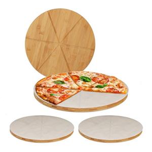 RELAXDAYS Pizzateller »4 x Pizzabrett Bambus mit Backpapier«