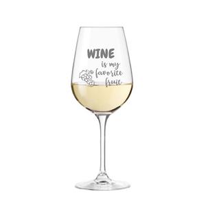 KS Laserdesign Weinglas »Leonardo Weinglas mit Gravur Wine is my favorite fruit - Geschenke für Frauen & Männer, Weinliebhaber, beste Freunde & Freundin«, TEQTON Glas, 