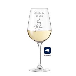 KS Laserdesign Weinglas »Leonardo Weinglas mit Gravur '' zuhause ist wo mein Wein ist '' - Geschenke für Frauen & Männer, Mama & Papa, Weinliebhaber, Geburtstag, We