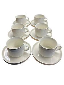 ZELLERFELD Kaffeeservice »12-Teiliges Kaffeeset aus Porzellan mit Untertassen Kaffeebecher Tasse mit Silber Umrandung«