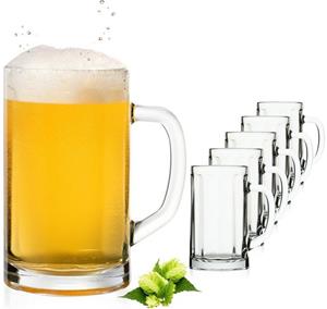 PLATINUX Bierglas »Bierseidel«, Glas, mit Henkel Set 6-Teilig 300ml (max. 350ml) Bierkrug Maßkrug Bierkrüge Biergläser
