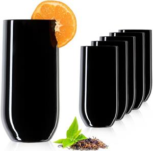 PLATINUX Glas »Schwarze Trinkgläser«, Glas, 360ml (max. 440ml) Set 6 Teilig Wassergläser Saftgläser Longdrinkgläser