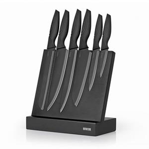 N8WERK Messer-Set »Küchenmesser - magnetische Halterung« (7-tlg), inkl. Messerblock 7-teilig schwarz