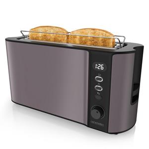 Arendo Toaster, 1 langer Schlitz, für 2 Scheiben, 1000 W, Automatik 2 Scheiben Langschlitz Toaster - Defrost Funktion - Wärmeisolierendes Doppelwandgehäuse