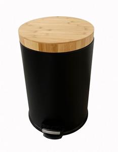ADOB Mülleimer Abfalleimer Tretabfalleimer Schwarz-Matt (20 oder 30 Liter), Bambus Deckel, herausnehmbarer Inneneimer, keine zurückbleibenden Fingerabdrücke