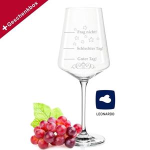 GRAVURZEILE Rotweinglas »Leonardo Puccini Weinglas - Schlechter Tag Guter Tag - Frag nicht! - 750ml - Geburtstagsgeschenk - Lustiges Geschenk - Originelles Geschenk - Stimmungsglas«, Glas