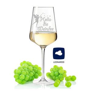 GRAVURZEILE Rotweinglas »Leonardo Weißweinglas mit Gravur - Holla die Weinfee - Geschenk für Hobby-Sommelier & Weinliebhaber - Weingläser - Geburtstagsgeschenk für Frauen & 