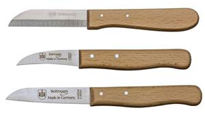 RÖR Messer-Set »Schäl-/Küchenmesser - 3-teilig«, Natur-Buchenholzgriff - Made in Solingen