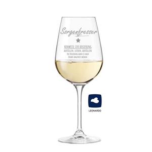 KS Laserdesign Weinglas »Leonardo mit Gravur - Sorgenfresser- Geschenke für Weinliebhaber«, Glas, Lasergravur
