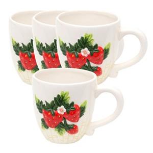 Neuetischkultur Kaffeepot Keramik 4er Set Erdbeere bunt
