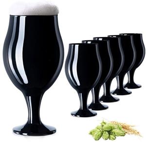 PLATINUX Bierglas »Schwarze Biertulpen«, Glas, Biergläser Set 6 Teilig 450ml (max. 550ml) Glas Bierschwenker Pilsgläser