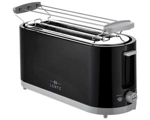 Lentz Toaster  4-Scheiben 1200-1400 Watt Toaster Langschlitztoaster Toaster Toastautomat Brötchen-Aufsatz, Schwarz