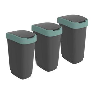 ROTHO Mülleimer »Twist 3er-Set Mülleimer 50l mit Deckel, Kunststoff (PP) BPA-frei«