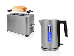 Princess Toaster, Doppelschlitz, 850 W, Frühstück-SET Doppelschlitz Toastmaschine & 1,7 Liter Wasserkocher ohne Kabel