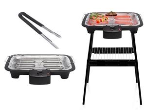 Tristar Elektro-Standgrill, 2000 W, Elektro Tischgrill BBQ rauchfreier Garten-Grill mit Grillzange, elektrischer Camping-Grill, dank Wasserschale wenig Rauch