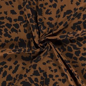 caramel bruin viscose met zwart animal dessin