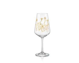 Crystalex Rotweinglas »Weingläser Weinglas Wild Flowers Kristallgläser Schmetterling«, Kristallglas, Pantografie in Gold mit Schmetterling Bohemia 450 ml 6er