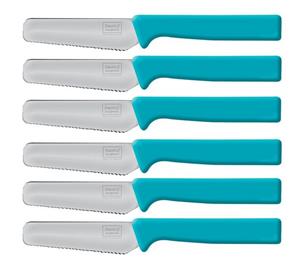 Homiez Brotmesser »KNIFE«, Frühstücksmesser Brötchenmesser mit Wellenschliff und Soft-Griff in blau blau