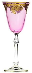 Casa Padrino Weinglas »Luxus Barock Weinglas 6er Set Rosa / Gold Ø 9 x H. 21,5 cm - Handgefertigte gravierte und handbemalte Weingläser - Hotel & Restaurant Accessoires - Luxus Quali