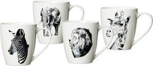 Ritzenhoff & Breker Becher »Safari«, Porzellan, Porzellan, Tiermotive, 350 ml, 4-teilig
