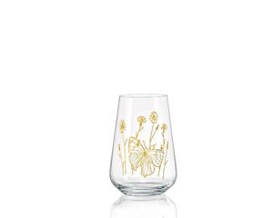 Crystalex Longdrinkglas »Longdrinks Wassergläser Wild Flowers Schmetterling«, Pantografie in Gold mit Schmetterling, Kristallglas, 6er Set, 380 ml