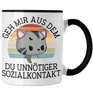 Trendation Tasse » - Lustige Tasse Geh Mir Aus Dem Weg Du Unnötiger Sozialkontakt Geschenk Katze Witzige Tasse für Frauen Männer«